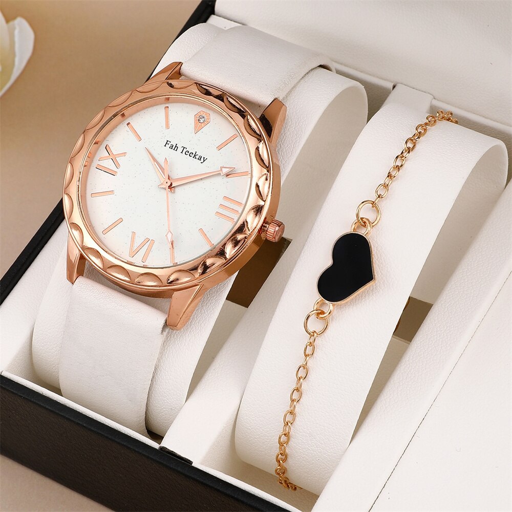 2 Stuks Set Dames Horloge Set Fashion Sterrenhemel Dial Armband Womens Lederen Band Quartz Meisjes Horloge Montre Femme