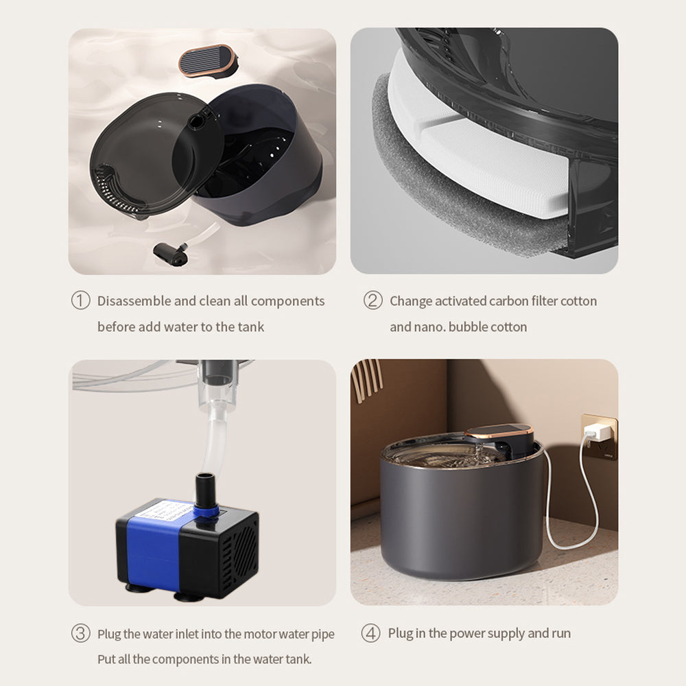 PetHydrate Pro | 3L Automatische Katten- & Hondenfontein met Bewegingssensor en Stil Design